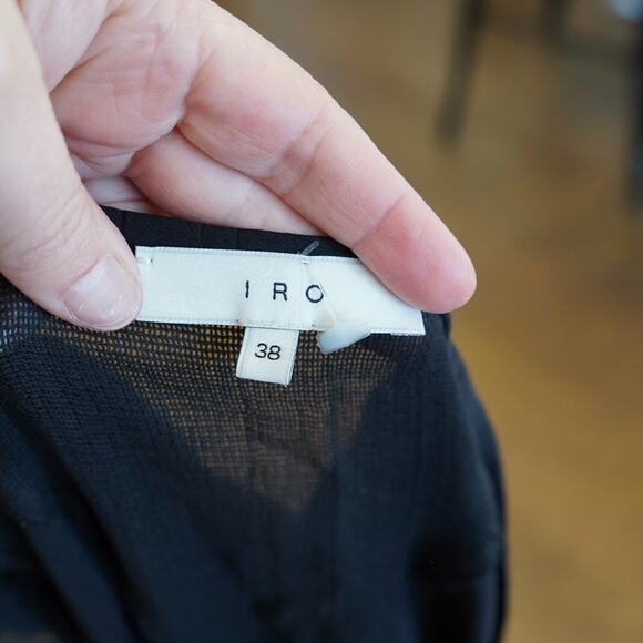 IRO Brady Silk Embroidered Ruched Dress in Black Size FR38 /‎ US S/M - Picture 4 of 8